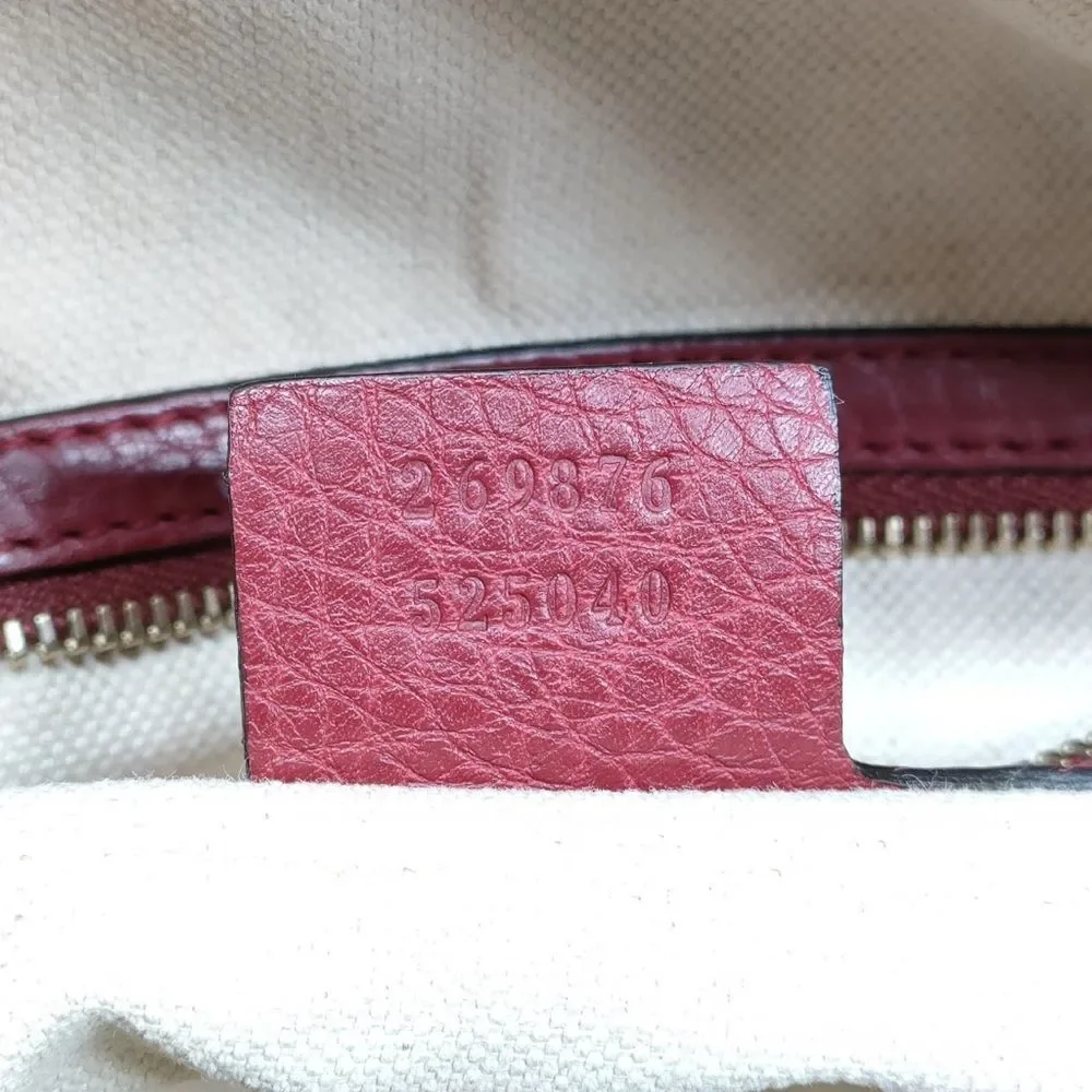 Gucci Vtg GG Beige Supreme Pink Red Web & Leather Joy Boston Tote Bag Auth Small